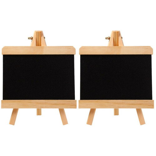 2Pièces Tableau Noir En Bois Mini Supporté Pour Dessin Et Messages 2
