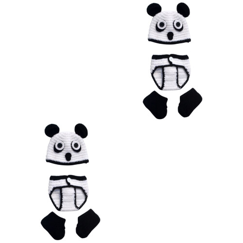 2 Pezzi All'Uncinetto Panda Per Foto 2