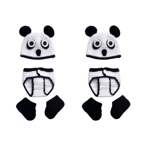 2 Pezzi All'Uncinetto Panda Per Foto 1