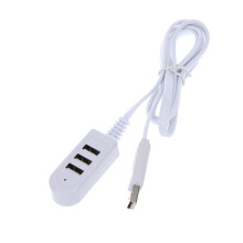 3USB 3A Charger Converter Extension Cable Multi-Port Hub 1.2M White