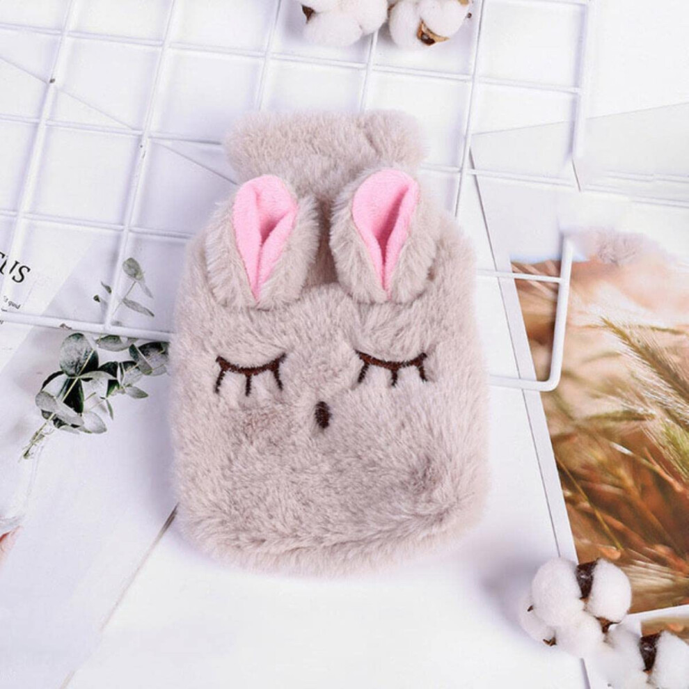 Beige Cartoon Bunny Hand Warmer Pvc Plush Cover Explosionproof Hot Water Bottle Portable 1 Piece Reusable Multi Purpose