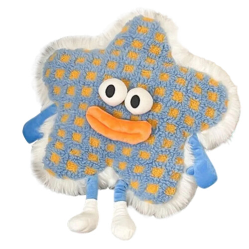 Cute Star Pattern Sofa Pillow With Funny 3D Sausage Lip-Blue