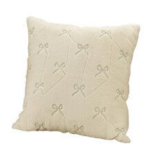 Decorative Bowknot Pillow Protectors Soft Polyester-White