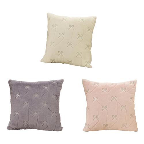 Decorative Bowknot Pillow Protectors Soft Polyester-White 1