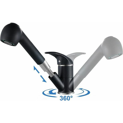 Eco-Friendly Black Kitchen Faucet with Lead-Free Certification, Dual Function Stainless Steel Pull Out Sprayer 2