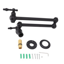 Lead Free Brass Construction Pot Filler Faucet Wall Mount With Rotating Folding Arm Matte Black Coating Foldable Dual Joint Design Corrosion Proof For