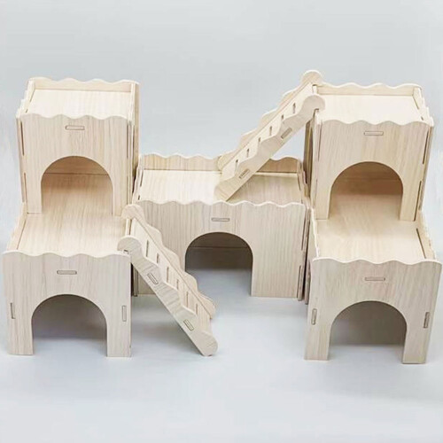 Wood Hamster Huts Hideouts Small Animal Activity Toy Hamster-C 1