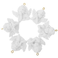 6Stk Engel Schmuckanhänger Resin Weiß Für DIY Bastelprojekte