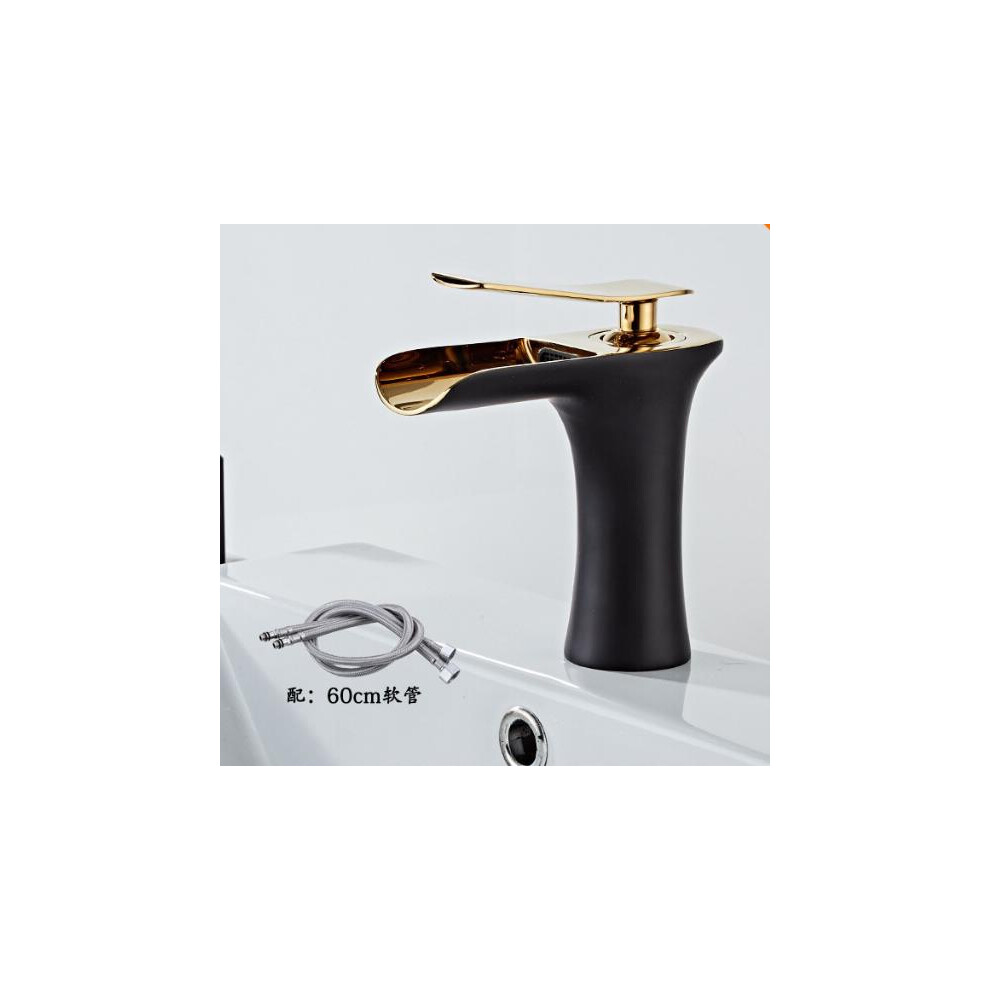 Waterfall Bathroom Faucet, Waterfall Spout Solid Brass Tall Vessel Sink Faucet with Single Hole Design, Mixer Tap for Lavatory Vanity with Hot and Col