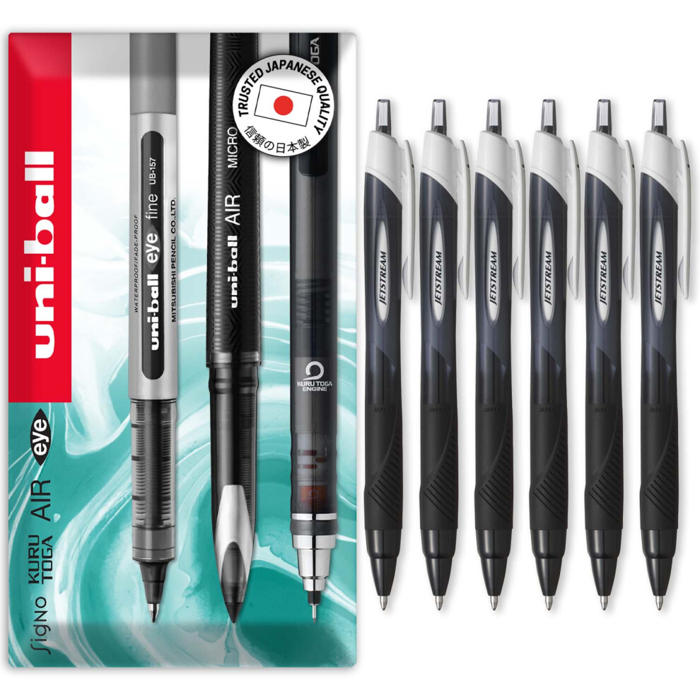 Uni-Ball Jetstream Sport Sxn-150S Rollerball Pen - Pack Of 6 Black