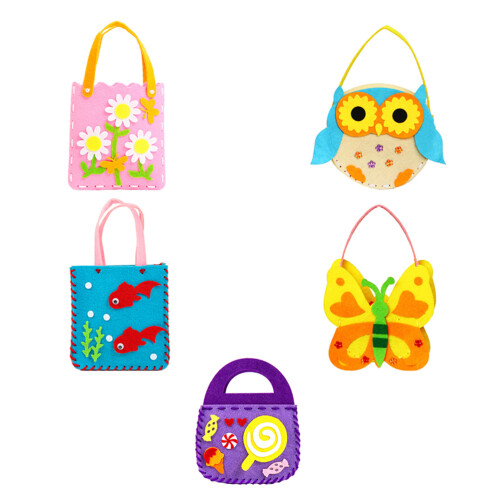 5 Sets Children Handbag Cartoon Pattern Hand-Woven Diy Materials