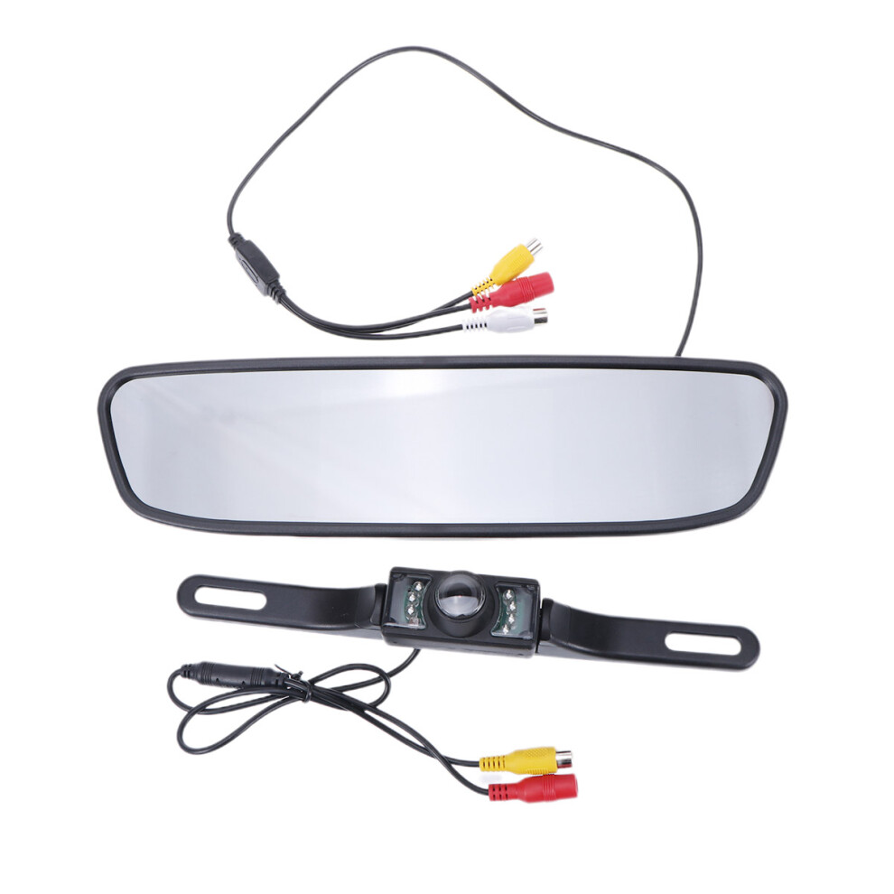 2Pcs 4.3 Inch Car Rearview Mirror Monitor With Led Night Vision Camera 3552927357011