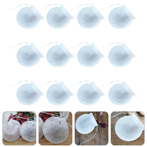 100 Pcs Disposable Round Tea Bags Filter Paper Spices Pouch 2