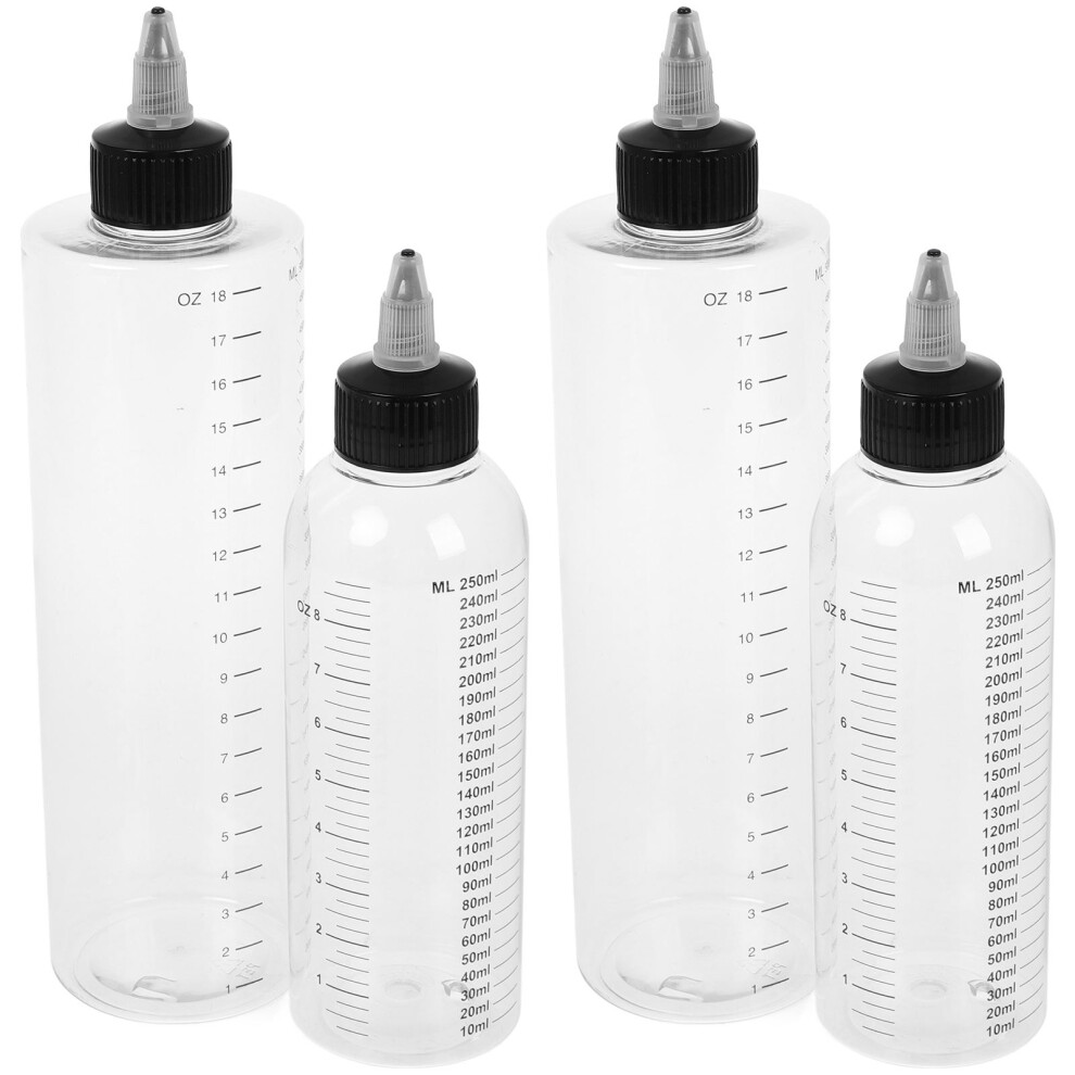 Solustre 4Pcs Transparent Squeeze Bottles With Measurement Marks For Hair Dye