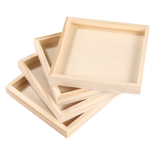 4Pcs Bloques Madera Sin Acabar 3D Organizador 2