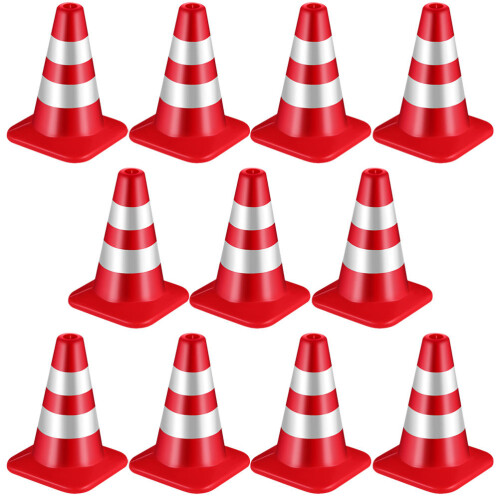 12Pcs Mini Plastic Traffic Cones Signs Models Toys