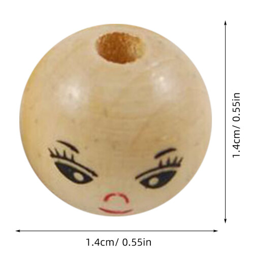 100Pcs Round Wood Bead Diy String Accessory Laughing Face 14Mm 1