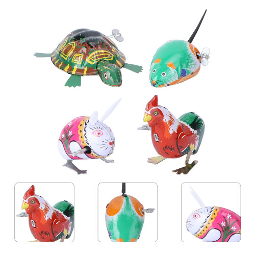 4Pcs Iron Clockwork Animal Wind-Up Toys 2