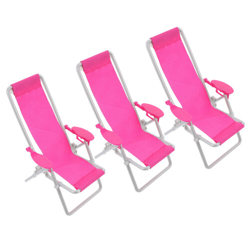 3Pcs Beach Lounge Chairs Kids Plaything Mini House Decorative Chairs 2