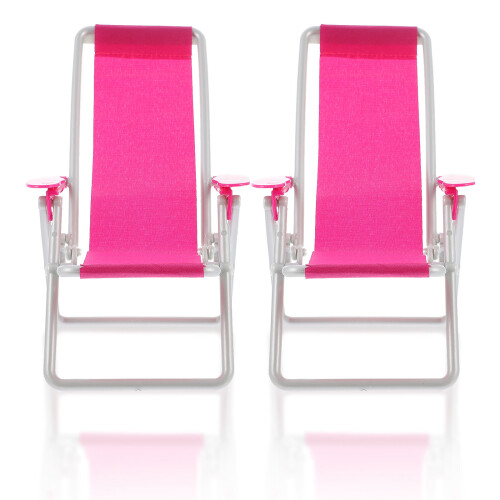 2Pcs Beach Lounge Chairs Kids Plaything Mini House Decor 1