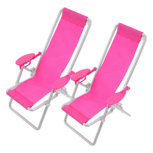 2Pcs Beach Lounge Chairs Kids Plaything Mini House Decor 2