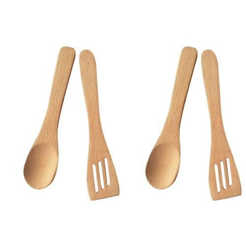 4Pz Set Cucina Legno Cucchiaio E Bambini Chiaro 1
