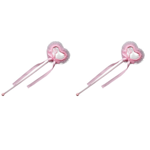 2 Bacchette A Cuore Rosa Con Nappina Per E Cosplay 1