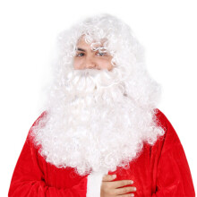 2 Sztuki Santa Claus Biała Kędzierzawa Z Długą Brodą I Kapeluszem