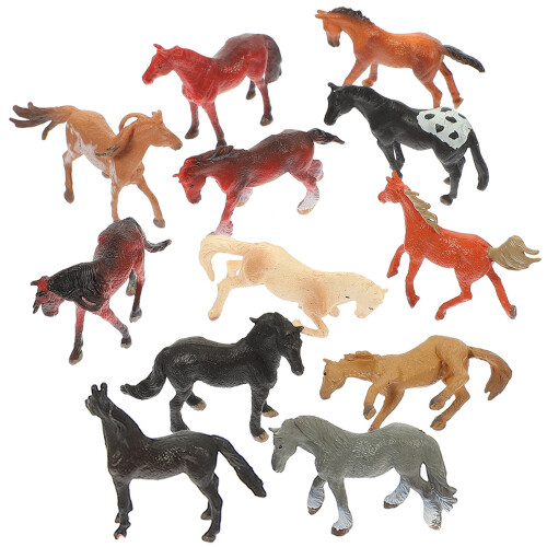 12 St Plasthästfigurer Miniatyrhästar Leksaker