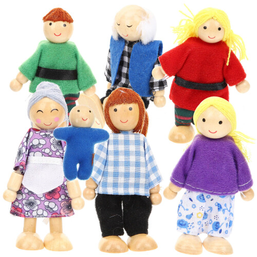 7Pcs Lekhus Dockor Familj Roll Figurer För Barn 1