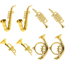 4Satser Miniatyr Trumpet Och Klarinett I Plast Guld För Barn