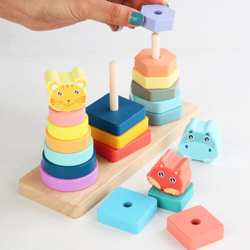 1 Set Djurdesignade Stapelbara Leksaker För Småbarn 2