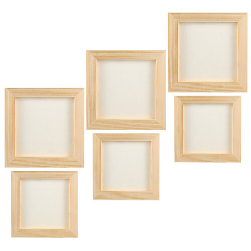 6Pcs Tom Ram Diy Träbildramar Små Oavslutade Målaramar