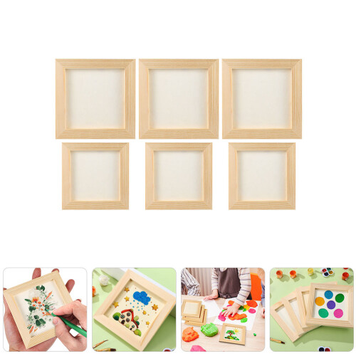 6Pcs Tom Ram Diy Träbildramar Små Oavslutade Målaramar 2