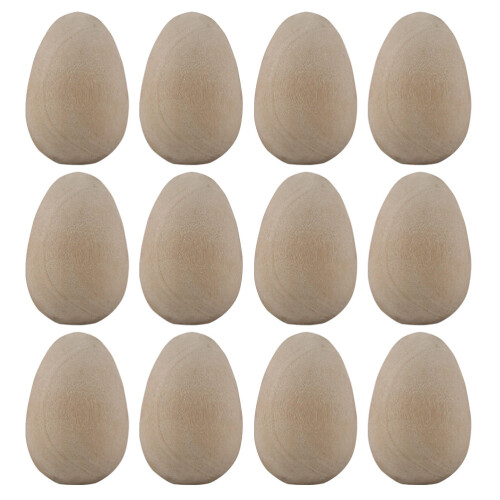 12Pcs Träfågelägg Målning Leksaker