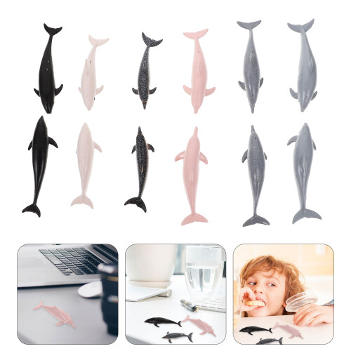 12Pcs Mini Simuleringsdelfinmodeller Plast Utbildningsmodell 2