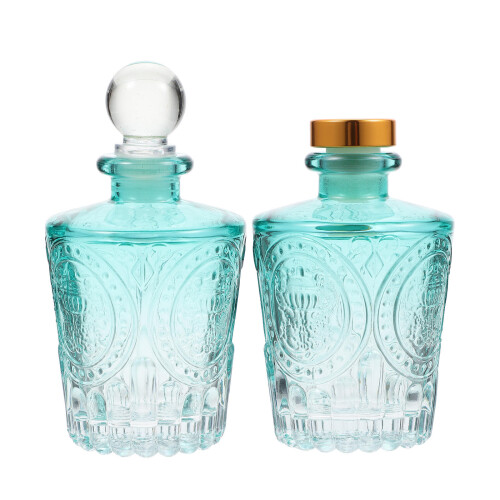 2 Stycken Graverade Glasflaskor För Eterisk Hemmets Aromaterapi 2