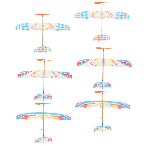 6Pcs Enkelt Flygplanmodell Gummibanddrivet Glidflygplan