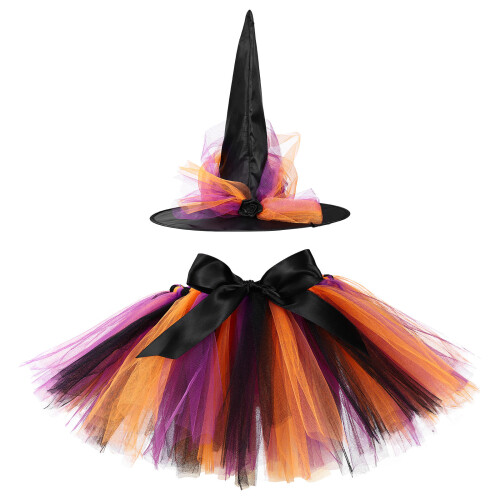 1 Set Halloweenkläder För Barn Häxhut Kjol