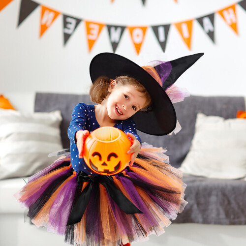 1 Set Halloweenkläder För Barn Häxhut Kjol 2
