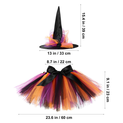 1 Set Halloweenkläder För Barn Häxhut Kjol 1
