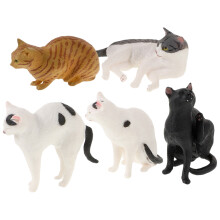5Pcs Realistiska Kattfigurer Miniatyr Kaksdekoration