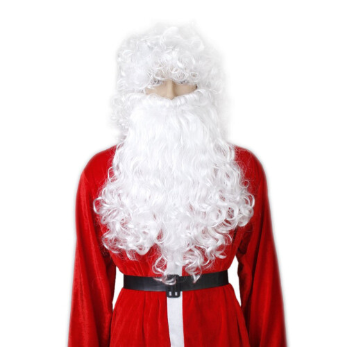 kerstman krullende pruik en baard kerstmis wit