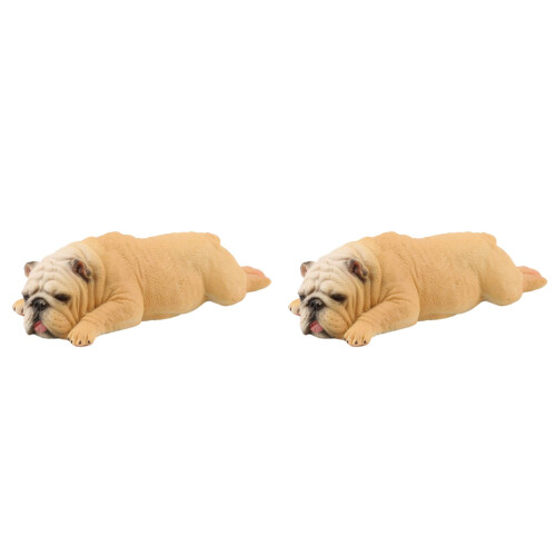 2 Delar Sovande Bulldogg Hundsstaty Simulerad Hundlektyg 2