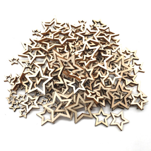 200Pcs Star Träbitar DIY Lärospel Graffiti Leksaker För Barn