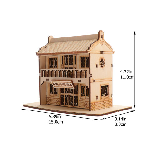 1 Set Trämodell 3D Lekgods Diy Restaurang 1