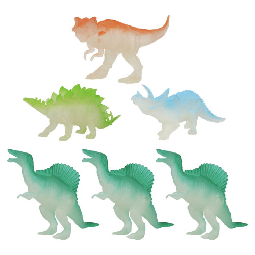 6Pcs Mini Simulerade Dinosauriemodeller Ljusavgerande Leksaker