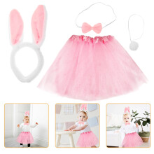 12St Mesh Kjol Hårband Barn Rosa Cosplay Sats