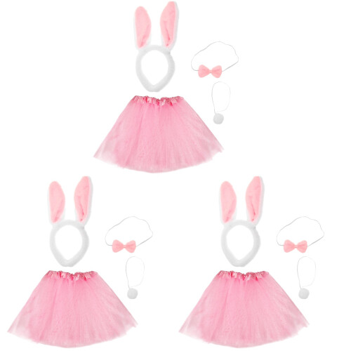 12St Mesh Kjol Hårband Barn Rosa Cosplay Sats 1