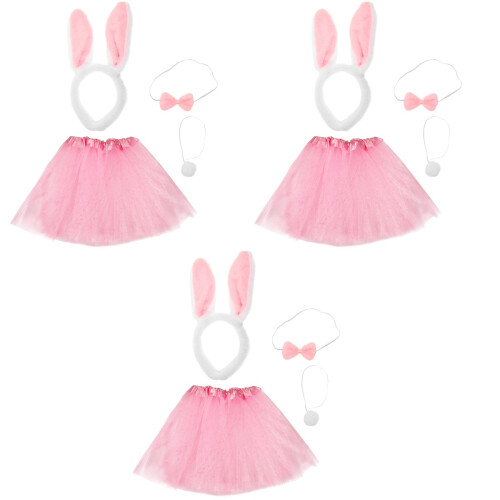 12St Mesh Kjol Hårband Barn Rosa Cosplay Sats 2